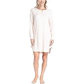 Ocean Pacific Waffle Knit Sleepshirt, Henley Long Sleeve Nightgown Pajamas for Women