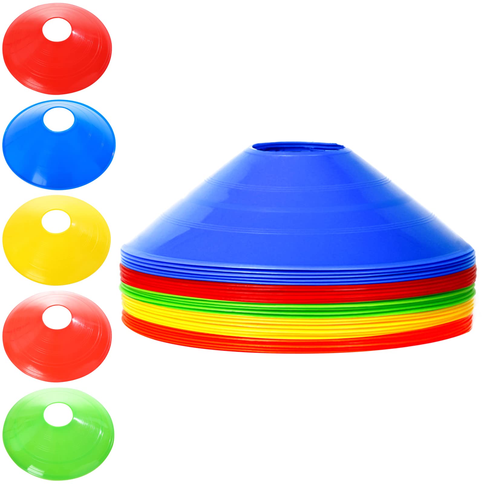 Wesoke Pro Disc Cones 30 Pack, Small Round Soccer Cones Agility Training Mini Sports Cone for Fitness Training, Basketball, Football, Multicolor Field Cone Marker for Adults