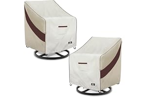COVERR outdoor patio furniture cover, Waterproof Heavy Duty Patio Chair Cover, patio chair covers 2 pack Fits Up to 32.5Wx35Dx36H inches (Beige&Coffee)…