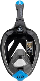 Cressi Bali Full Face Snorkel Mask Panoramic Dry-Top Set S M Black Blue view 2