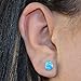 Rhodium Plated Sterling Silver Womens Pear Spaked Created Blue Opal Stud Earrings - 9mm