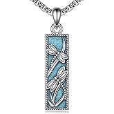 HKPATOP Turquoise Hummingbird/Dragonfly/Butterfly/Anchor/Cat Necklace 925 Sterling Silver Turquoise Necklace Animal Jewelry for Women Men