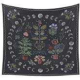 LINICE Nature Moon Phase Wall Hanging, Bohemian Mandala Tapestry Aesthetic Bedroom Decor, Botanical Tapestry Suitable For Bedroom Home Dorm