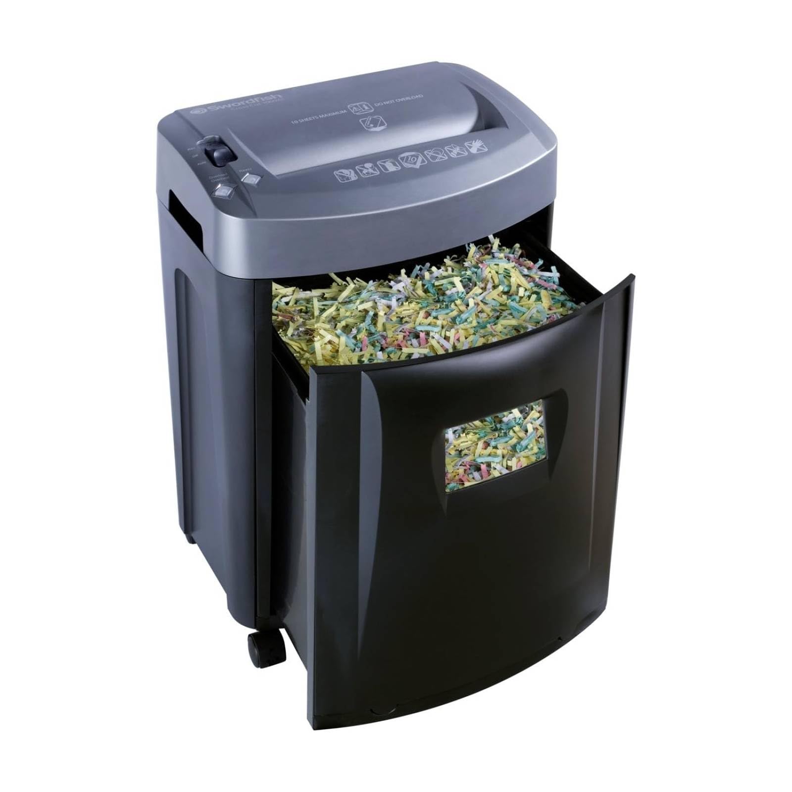 Swordfish 1000XC 10 Sheet Cross-Cut Paper/Document Shredder with 20 Litre Slide-Out Bin [45009], Black