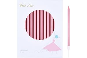 Bella Meri Pink Long Thin Metallic Birthday Candles, Cake Candles, Birthday Parties, Wedding Decorations, Party Candles
