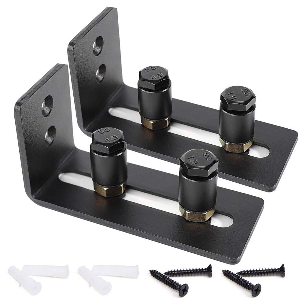 Barn Door Floor Guide, Sliding Door Guide, Sliding Door Kit, Barn Gate Sliding Bottom Stay Roller Guide, Adjustable Stay Roller for Wardrobe Double Door - 2 Pcs