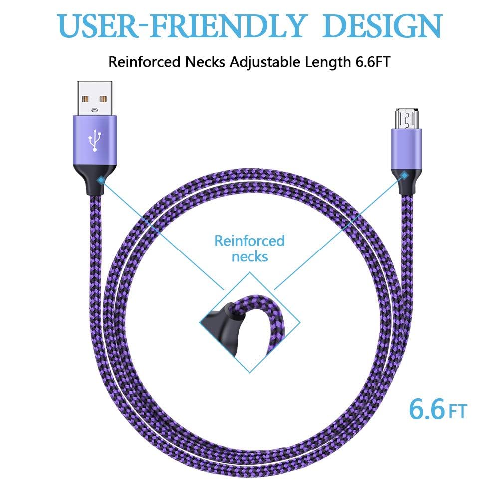 Micro USB Cable, AILKIN 5-Pack 6ft High Speed Nylon Braided Android Charging Cables for Samsung Galaxy J8/J7/S7/S6/Edge/Note 5 4, PS4, Motorola, HTC, LG Android Tablets and More USB to Micro USB Cords