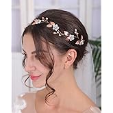 Rumtock Rose Gold Leaf White Flower Hair Band for Wedding Brides Bridesmaid Handmade Headband Hair Accessories