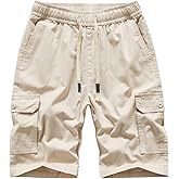 Msmsse Men's Cargo Shorts Elastic Waist Drawstring Summer Casual Cotton Work Athletic Shorts