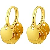 Watforsh 14k Gold Plated Small Circle Hoop Leverback Huggie Dangle and Drop Prom Minimalist Lightweight Earrings Vintage for Women