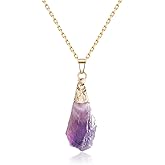 COAI Raw Crystal Necklace for Women, 18K Gold Plated Stainless Steel Amethyst Necklace for Women
