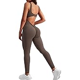 YEOREO Sleeveless Jumpsuits for Women Sexy Backless Gym Bodycon Lizvette V Back Scrunch Butt Rompers