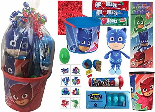PJ Masks Easter Basket Gift Set with Candy and Toys For Girls or Boys (12 Piece Set) (Pre-Assembled (Ready to Give)