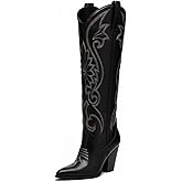 WIRALOMI Cowboy Boots for Women Knee High Cowgirl Boots with Embroidered Chunky Heel Western Tall Boots