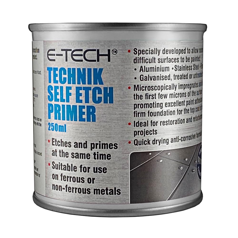 E-TECH Technik Self Etch Primer Grey 250ml - BRUSH ON - Aluminium, Stainless Steel, Fibreglass, Galvanised, treated or untreated steel