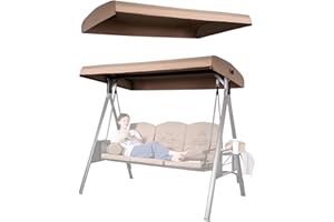 Swing Canopy Replacement Cover,2 3 Seater Outdoor Porch,Waterproof Sunscreen Top for Patio Garden Awning(3 Seater: 198x118cm/