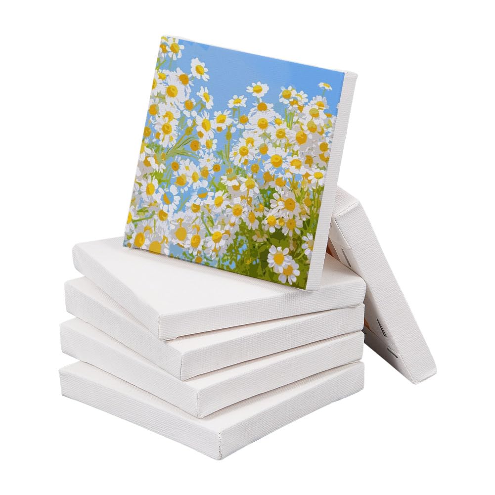 NBEADS 6 Pcs 10x10cm Mini Canvas Panel Painting Craft Tiny Wooden Sketchpad Drawing Board for Painting Craft Drawing Decoration Gift and Kids'Learning Education — image 1