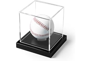 AUCARE Baseball Display Case, Clear Acrylic Cube Baseball Case, UV Protected Baseball Holder Display Case, Baseball Stand Box for Signed Balls Memorabilia, 1 Pack
