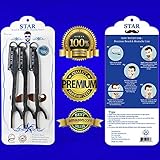 Star Men's Beard Shaping Tool Straight Beard Edging and Mustache Line Shaping Razor Perfect Eyebrows Straight-Edge-Barber-Razor PERFECT TRAVEL 3-Pack works well with Beard Soap Oil (Health and Beauty)