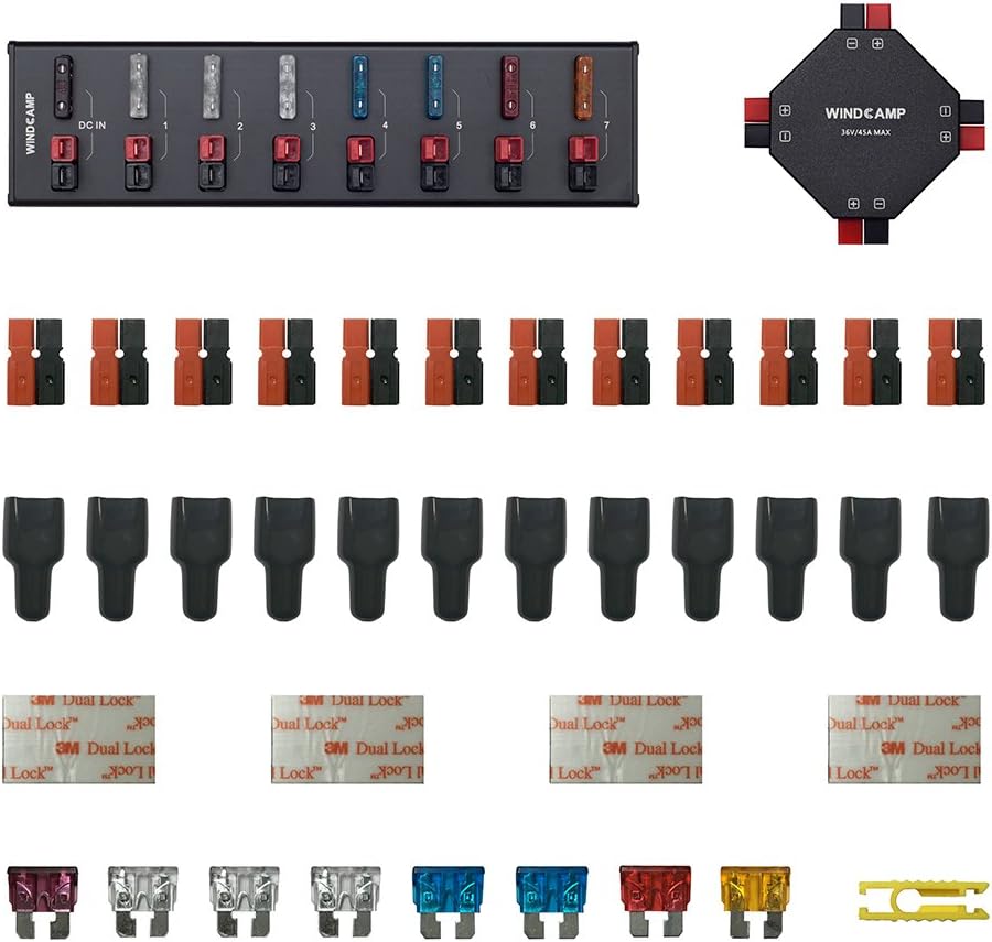 WINDCAMP 8port+4port 40A Powerpole Connector Power Splitter Distributor Source for Anderson for Radio Broadcasting Studio and for dc Power Supply