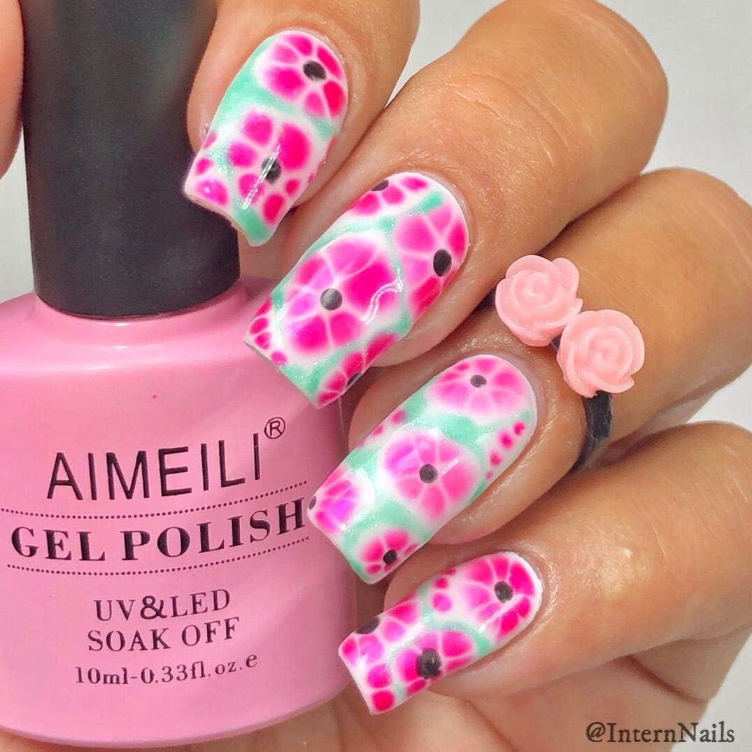 AIMEILI Red Gel Nail Polish Shimmer Soak Off UV LED Gel Varnish - Tutti Fruiti (002) 10ml, GP002, 10 ml (Pack of 1) - Image 5