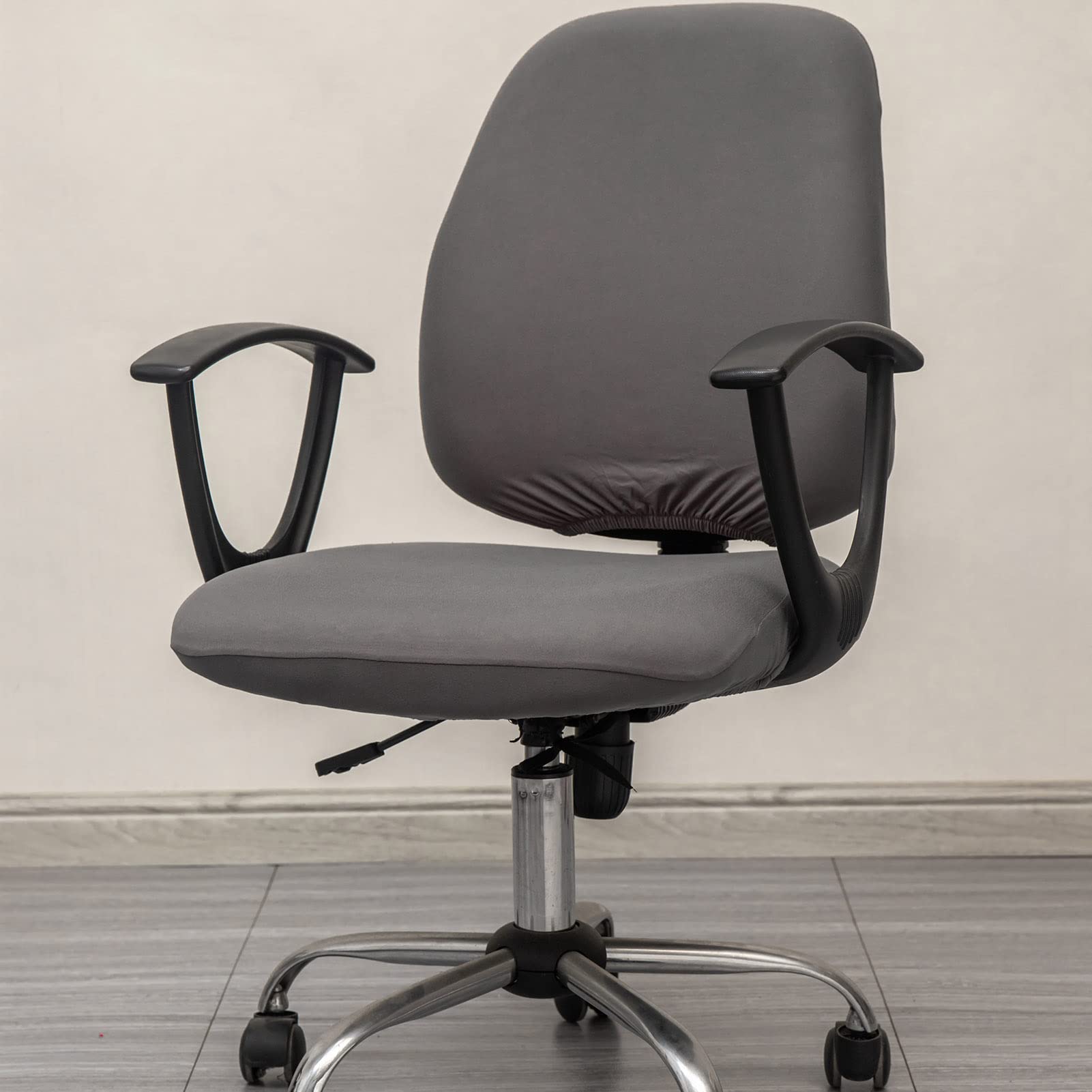 Photo 1 of Melaluxe Computer Office Chair Covers, Protective & Stretchable Universal Chair Cover, Stretch Rotating Chair Slipcover (Dark Grey)