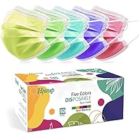 HIWUP Disposable Face Masks Multicolor Face Mask for Women and Men 3 Layer Suitable For Adults And Teens Summer Colored…