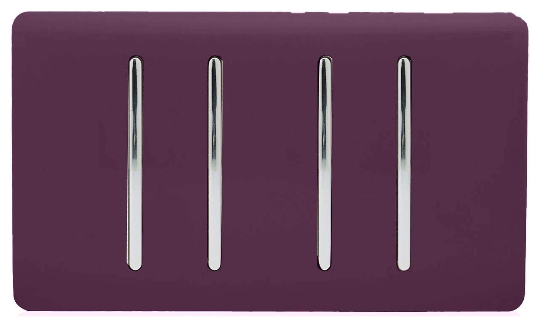 Trendi 4 Gang 3 Way Intermediate Artistic Modern Glossy 10 Amp Rocker Light Switch Plum