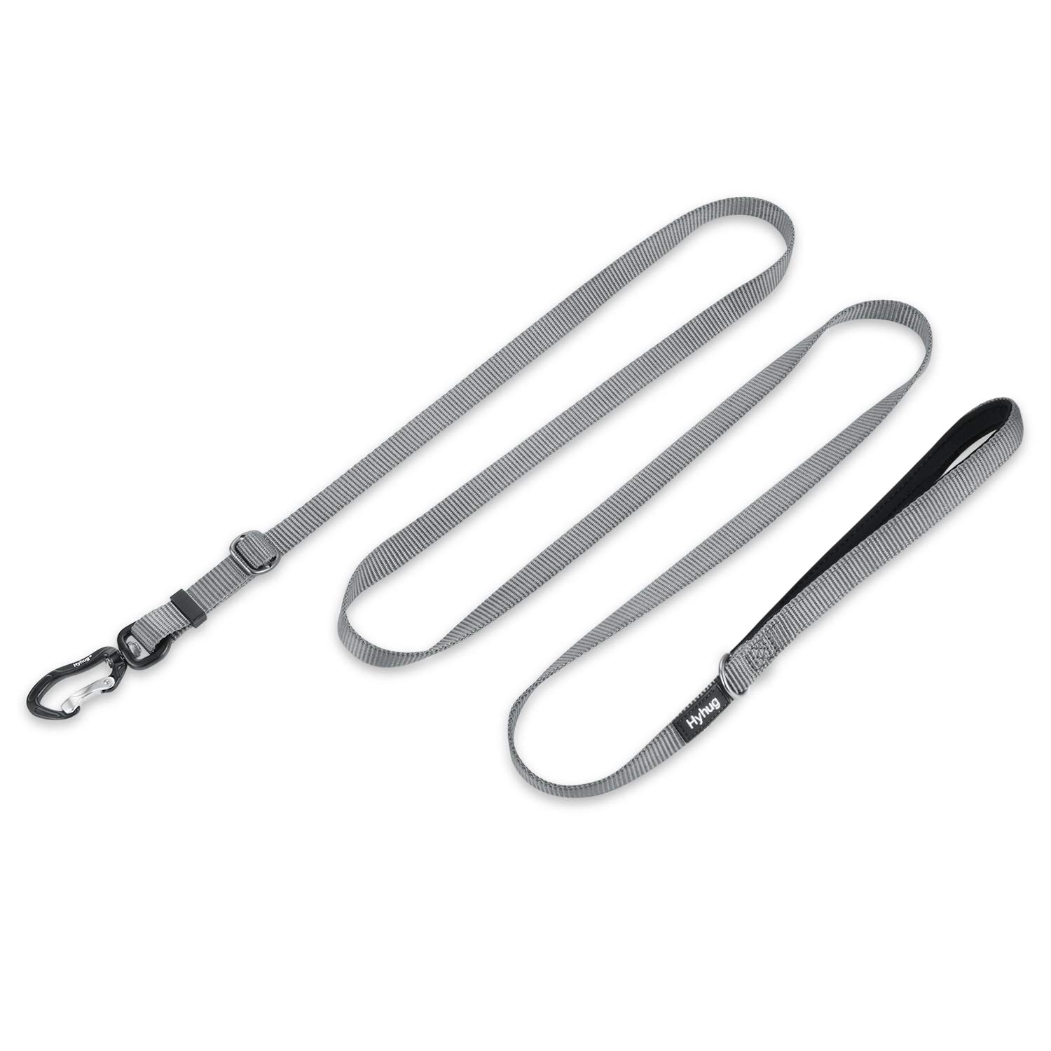 Hyhug Pets Upgraded Adjustable Between 4 Feet and 6 Feet Lead with Sturdy Nylon and Super Soft Neoprene lined Handle for Small Medium Large Giant Dogs. (Small, Sleet Gray)