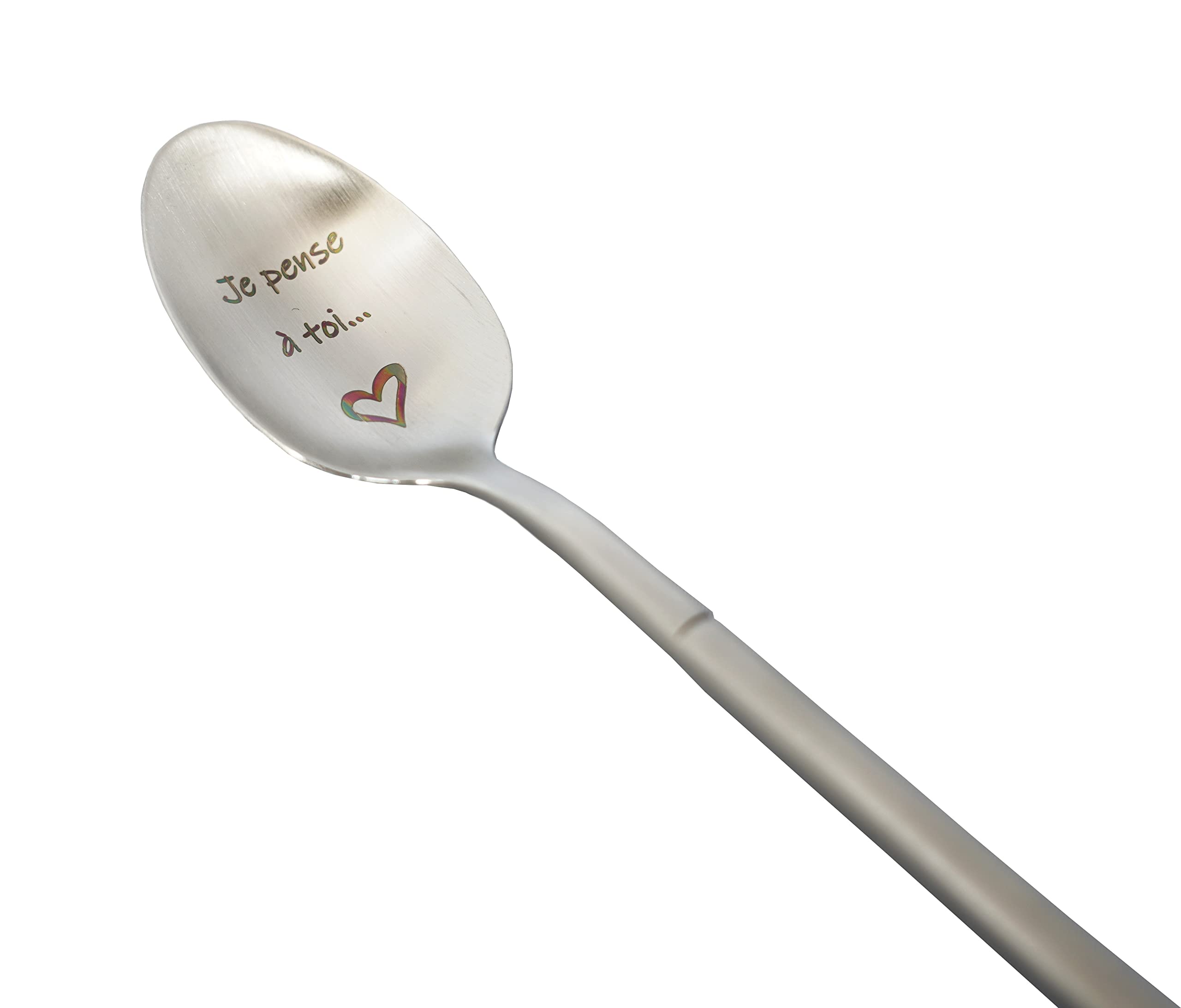 Spoon with Love Message, Original and Personalised Gift Idea for a Party, Christmas or Birthday, Coffee Spoon with Gift Box (I Pense in You)