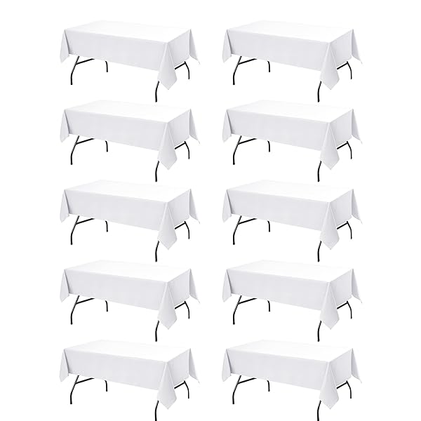 DAILYSET 10-PACK WHITE TABLECLOTHS FOR RECTANGLE TABLES, 60...
