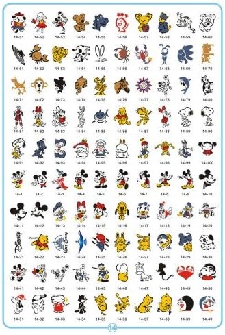 Aerograph AirBrush Tattoo Stencils Set Book 14, Self-adhesive Paper, Durable and Reusable, 4 or 6 Designs on Each A4 Sheet, 102 in Total