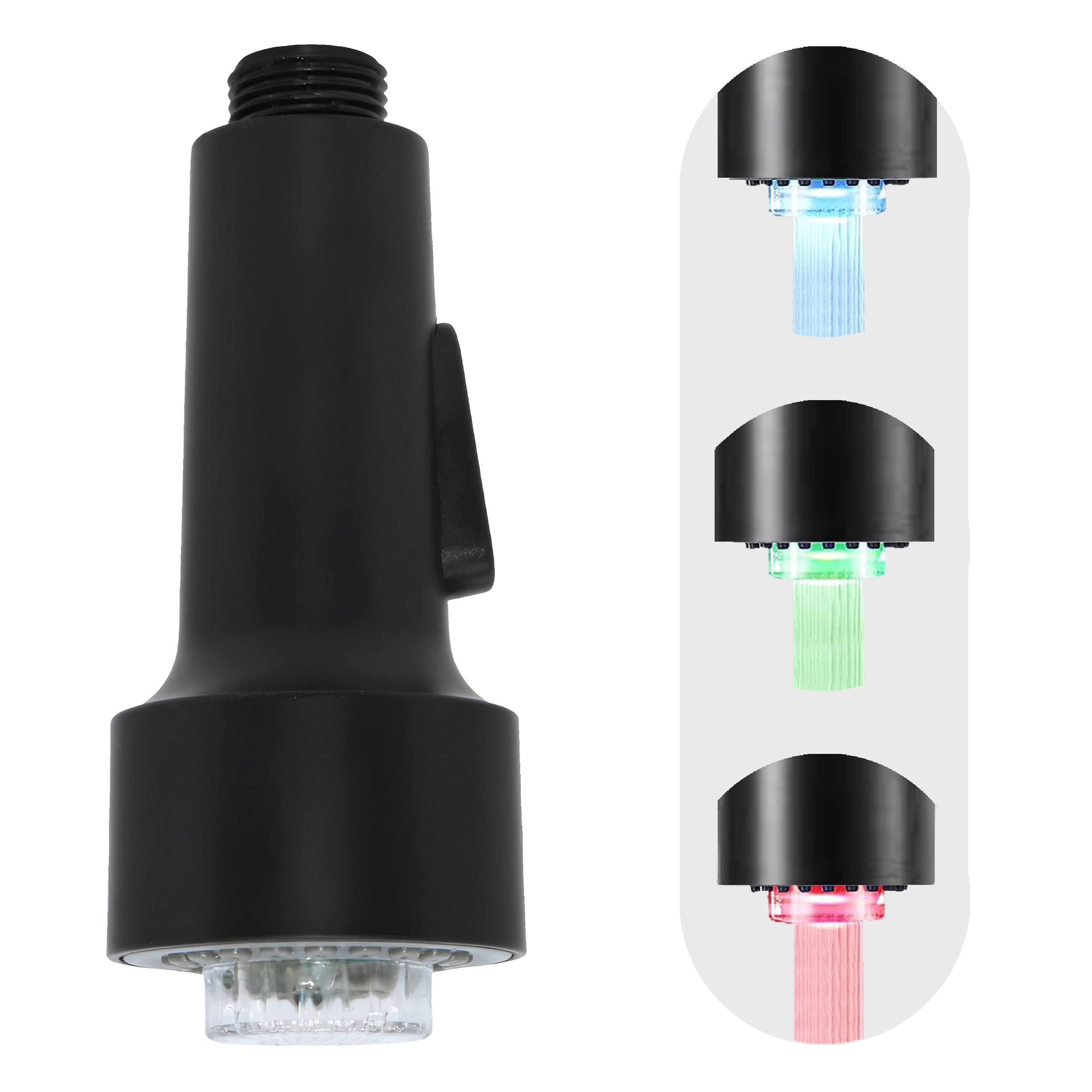 Photo 1 of ECHLI Kitchen Faucet Pull Down Spray Head with LED Lights ?3-Function Sink Spray Nozzle ?Fit for Kitchen Sink Faucet ?Pull-Down Spring Single Handle Stainless Steel faucets(Matte Black)
