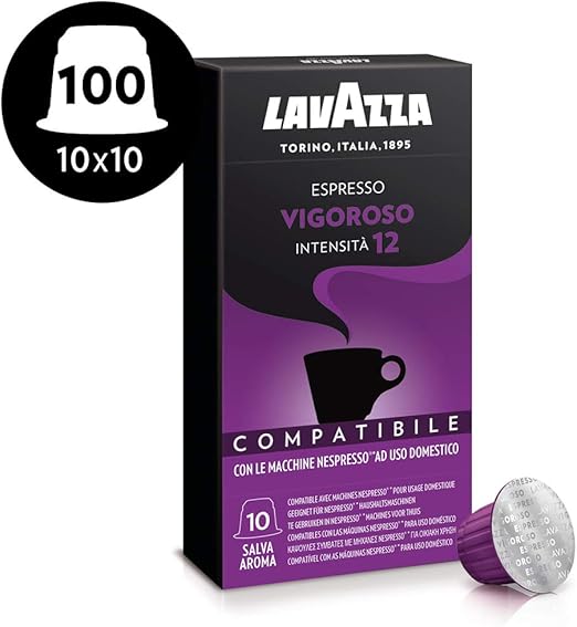Lavazza Nespresso Compatible Coffee Capsules (10 Pack of 10) (Vigoroso