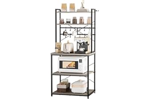 VEVOR Kitchen Bakers Rack, 23.6 inch Width Bakers Rack, Kitchen Stand with X-Shaped Support Bar, 12 S-Shaped Hooks, Double-La