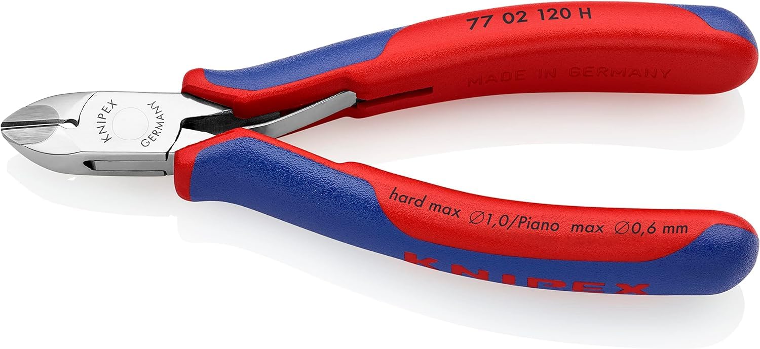 KNIPEX Electronics Diagonal Cutter with Carbide Cutting Edges with Multi-Component Handles 120 mm, 77 02 120 H