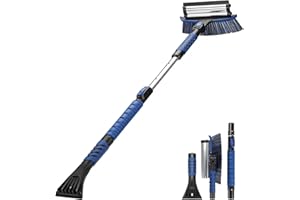 Refluxe 41.2" Extendable Snow Brush for Car and Car Ice Scraper, Snow Broom and Windshield Scraper with 180° Pivoting Brush H