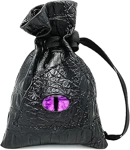 Haxtec Dragon Dice Bag Drawstring Leather DND Dice Pouch Storage Bag for D&amp;D Dices, Coins and Accessories (Purple Eye) Patent Number D893867