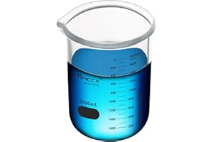 Maccx 67.6oz(2000ml) Sturdy Glass Beaker, Heavy-Duty 2L Lab Beakers,3.3 Borosilicate Griffin Low Form with Printed Graduation, BKL2K0-001