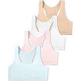 SALIA GIRL First Training Bras Small Vest Design Wireless Bra Racerback Sports Bra 8-12 Years (4 Pack)