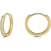 Gacimy Small Gold Huggie Hoop Earrings for Women, 14K Gold Plated Tiny CZ Cartilage Earrings for Women