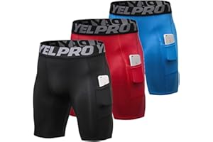LEICHR 1/3 Pack Men Compression Shorts Spandex Running Athletic Baselayer Underwear Workout Training Shorts Pocket