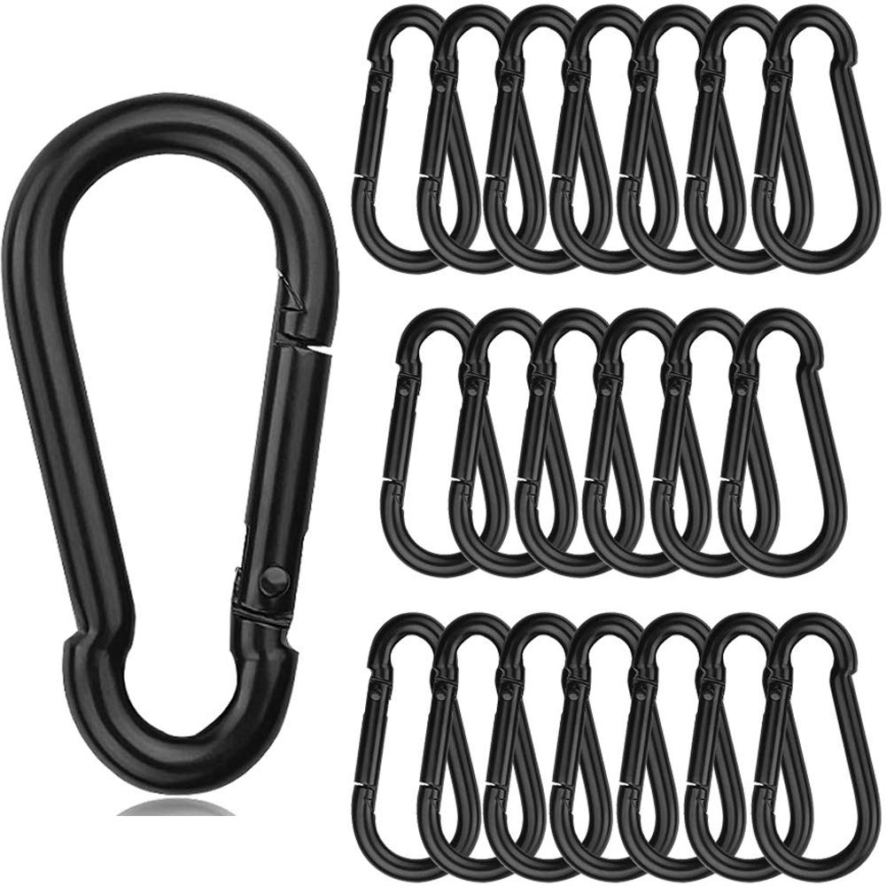Acrux7 Carabiner Spring Snap Hook Carabiner Clip Heavy Duty Carabiner Keychain Non Locking Carabiner for Camping Traveling Hiking Fishing Sliver (8x80mm-Blk, 8)