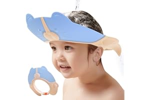 Reidio Baby Shower Cap Bathing Protection Silicone Adjustable Foldable Hair Washing Hat Shampoo Cap for Baby Toddler Kid Portable (Blue)