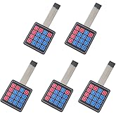 DIYmalls 4x4 Keypad 16 Key Matrix Array Membrane Switch 8pin Keyboard for Arduino ESP32 Development Board (Pack of 5)
