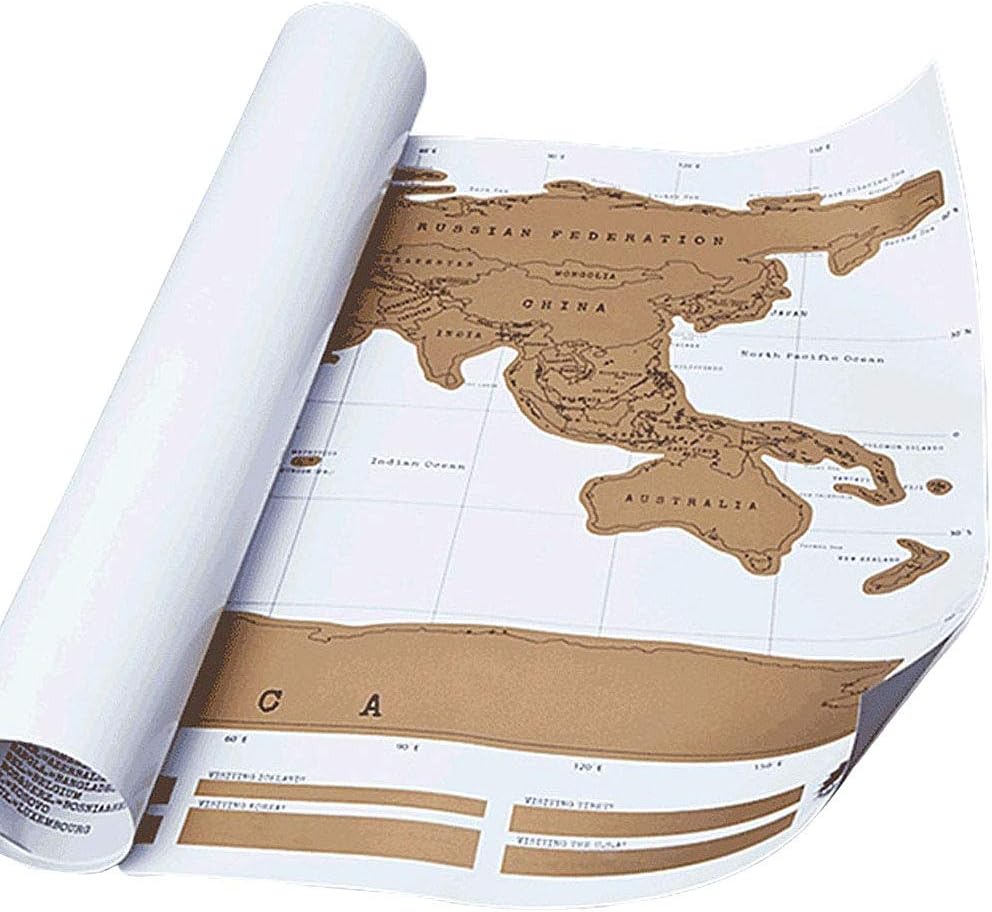 Xloves 88cmx 52cm Large Size Scratch Off World Map Poster with Gift Tube