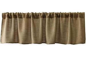 Valea Home Burlap Natural Tan Valance Rod Pocket Window Curtain Valance Rustic Home Décor 56 by 14 Inches