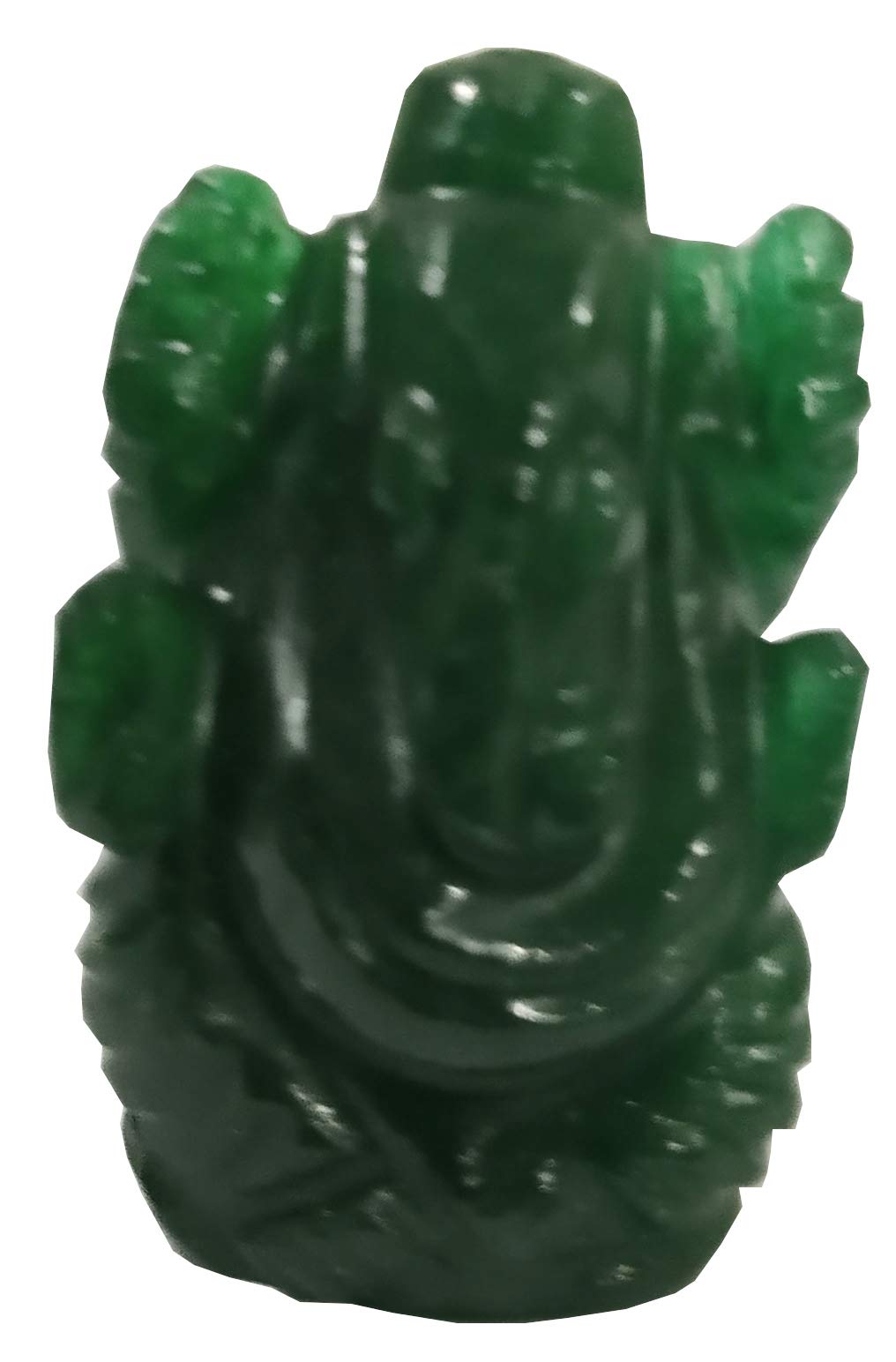 Purpledip Green Aventurine Idol Lord Ganesha: Divine Spiritual Semi-precious Stone Statue (11746B)