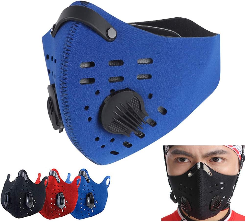 jialixing Dust Face Maskï¼ŒAnti Air Pollution Smoke Mask - Washable Reusable Activated Carbon Masks with Replaceable Filters Breathing Valve Sports Mask Filtration PM2.5, Pollution, Pollen, Smoke etc.