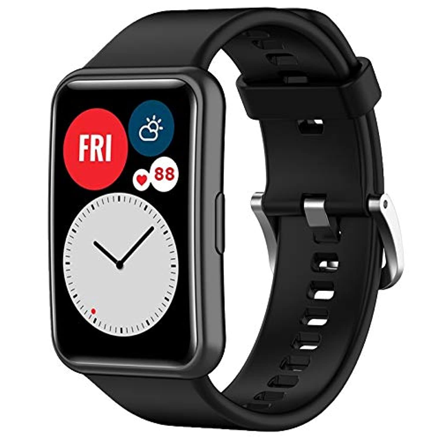 Wownadu Straps Compatible for HUAWEI WATCH FIT Strap Replacement for Women Men Silicone Sports WristBand, Graphite Black Smart Watch Accessories,(No Watch)